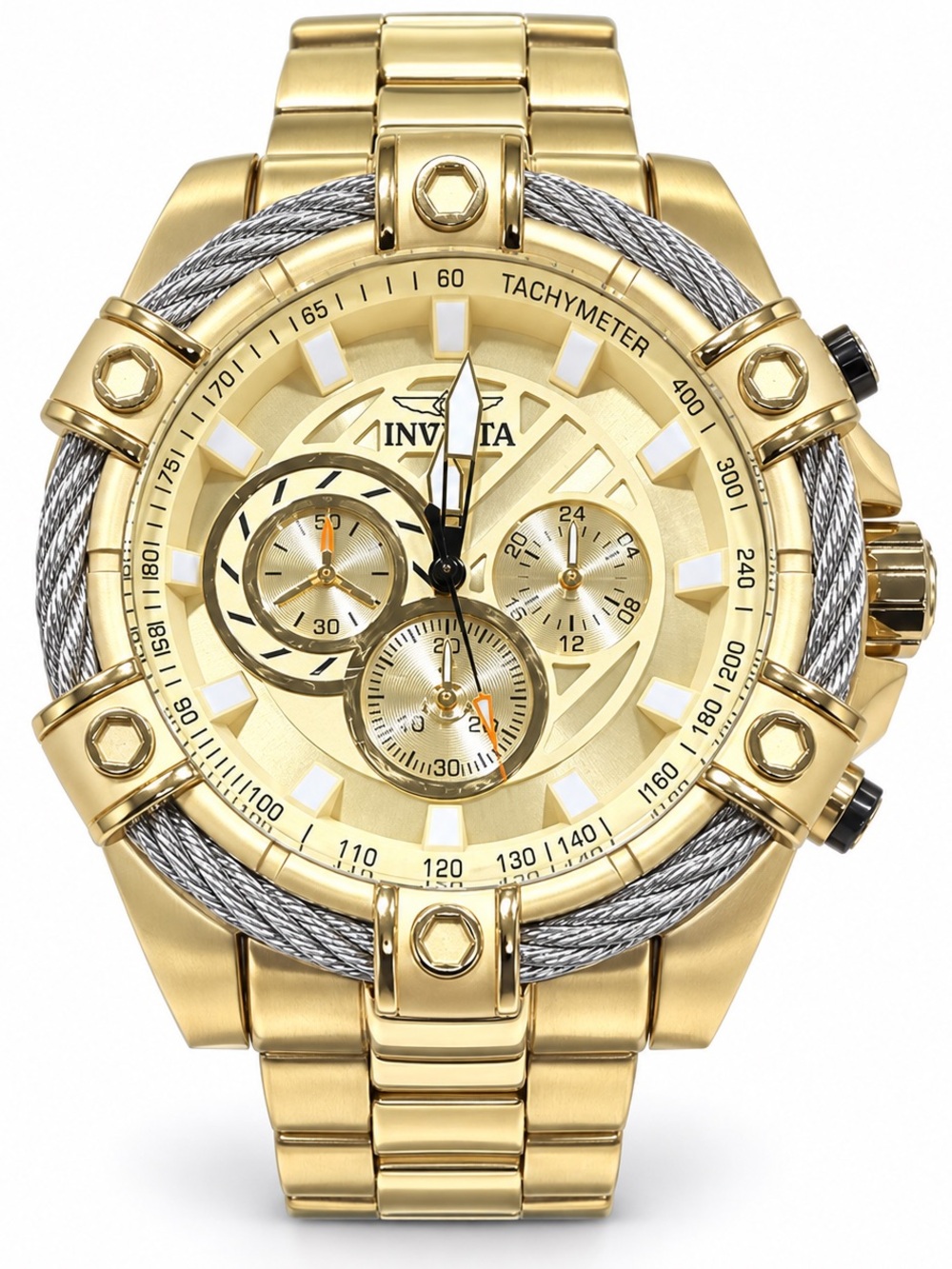 NWT Invicta Bolt Valkir 69798 Gold 52mm Chronograph Watch MSRP $399